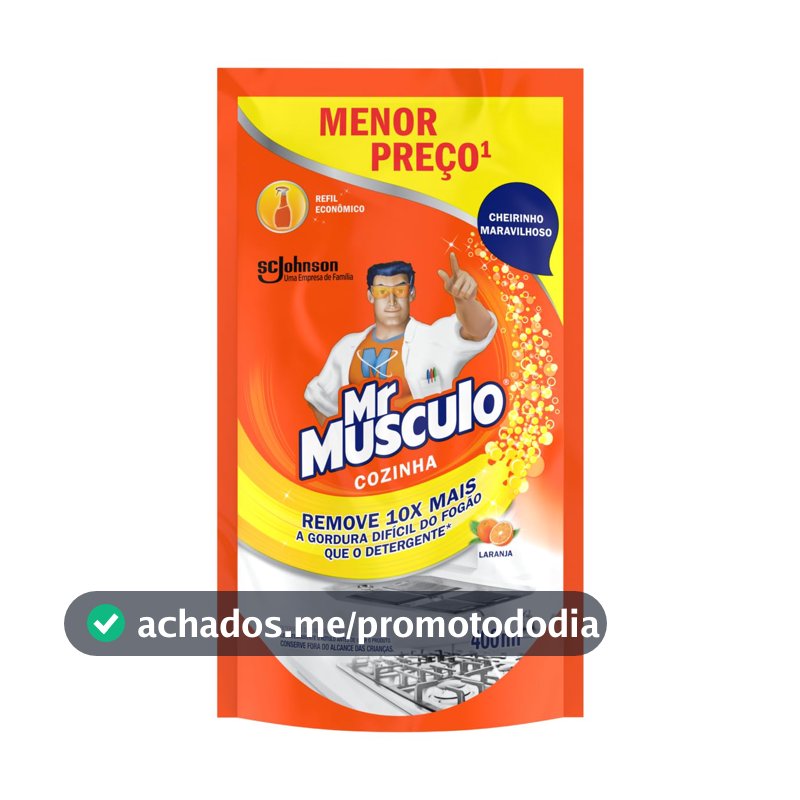 Mr. Músculo Desengordurante Cozinha Laranja, Refil Sachê 400ml