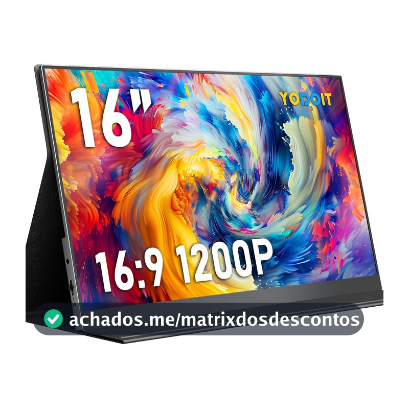 Yodoit Monitor Portátil 16" 100% SRGB FHD Tela com Porta USB Tipo C HDMI com Capa Inteligente Compatível com Laptop, PC, MacBook, Xbox, PS5, Phone