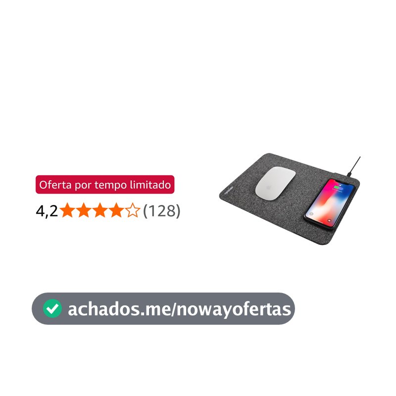 Geonav Carregador Universal por Indução com Mousepad, 10W (Android), 7,5W (iPhones), Qi, MPISG, Cinza