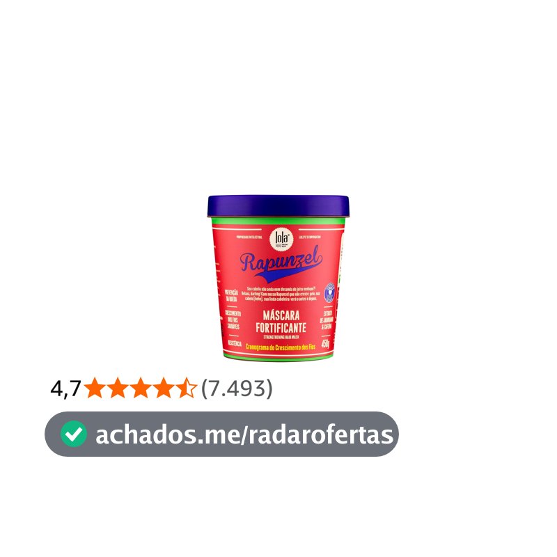 Rapunzel Máscara de Tratamento 450g , Lola Cosmetics