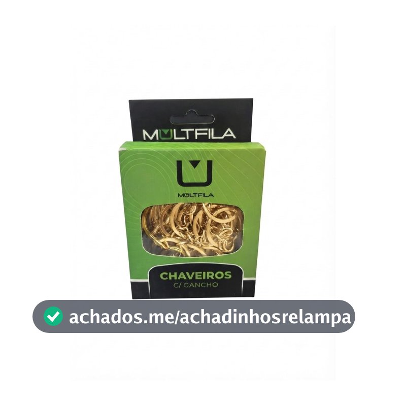 Kit 50 Argolas Para Chaveiros Com Corrente E Gancho Gold Multfila