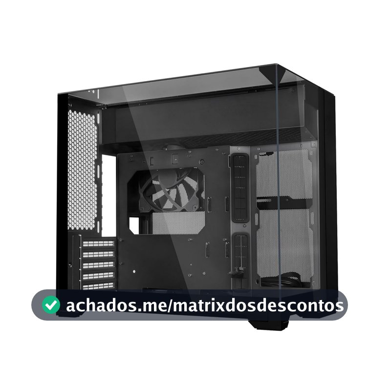 Gabinete Lian Li O11 Vision-M Preto Aquário Micro-ATX com 1 Fan 140 mm Painéis Triplos em Vidro Temperado com Suporte de Placa de Vídeo Integrado USB 3.2 Tipo-C O11VMX BLACK