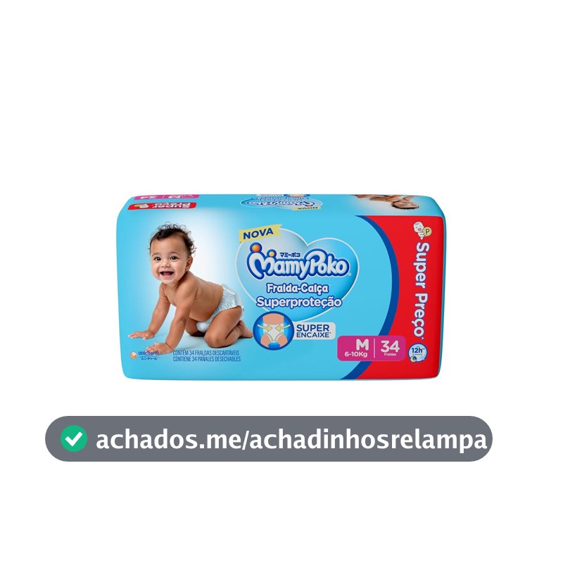 MamyPoko Fralda-Calça Superproteção M 34 Unidades