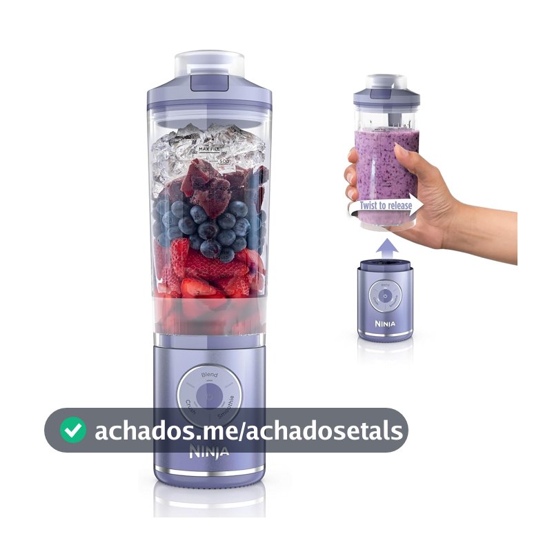 Ninja Blast Max, liquidificador portátil + Twist & Go, Smoothie pessoal, mistura, gelo, 3 programas, sem fio, recipiente removível de 623 g, pode ser lavado na lava-louças, à prova de vazamento
