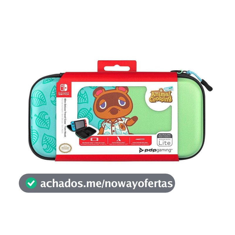 PDP Gaming Slim Deluxe Travel Case com Suporte de Console Integrado e Cinto de Pulso Removível - Animal Crossing Tom Nook - Nintendo Switch Vermelho