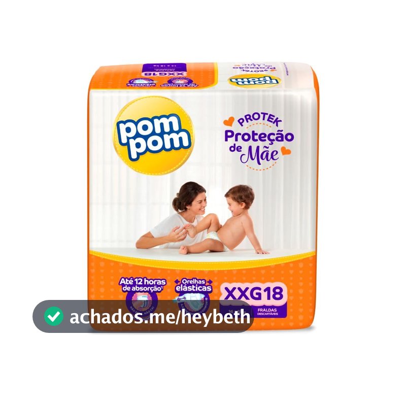 Fralda Pom Pom Protek Proteção de Mãe Jumbo XXG 18 Unidades