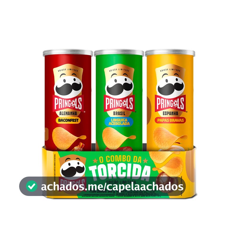 Salgadinho Batata Frita Pringles Tripack Especial Festa do Futebol