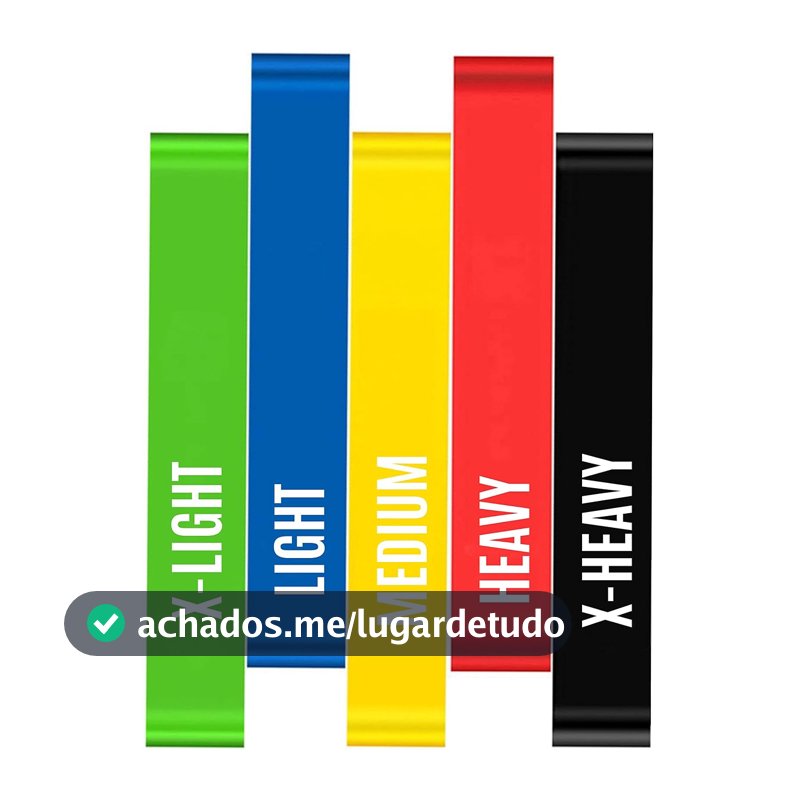 Kit 5 Faixas Elásticas Elásticos Alongamento Pilates Yoga Exercícios Condicionamento Físico Yoga Saúde Relaxamento Academia Músculos Personal Trainer Thera Band Fitness Mini Bands