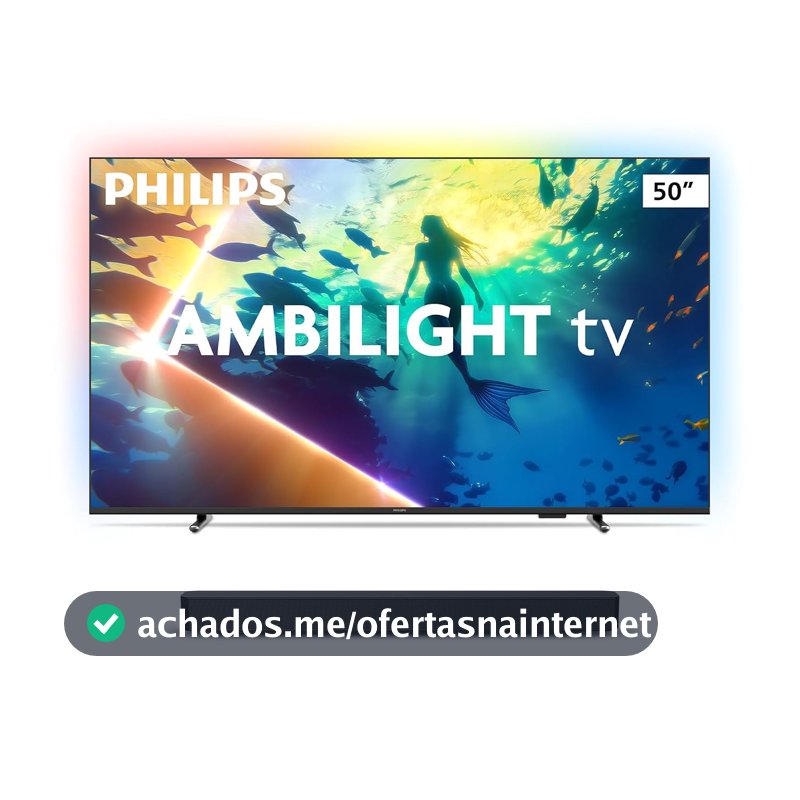 Philips Smart TV Ambilight 50" 4K 50PUG8100/78 + Soundbar TAB4000, Aparelho de Áudio para TV, Bluetooth, HDMI ARC e USB