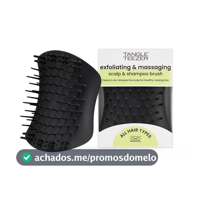 Tangle Teezer - Escova de esfoliação e limpeza do couro cabeludo Scalp Brush Exfoliator. Cor: Preta