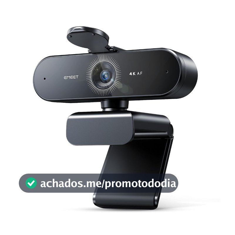 Webcam eMeet NOVA 4K para PC - Ultra 4K HD, Autofoco PDAF, Microfones com Cancelamento de Ruído Duplo, 73° Ângulo de Visão, Correção Automática de Luz, USB Plug&Play, Tampa de Privacidade