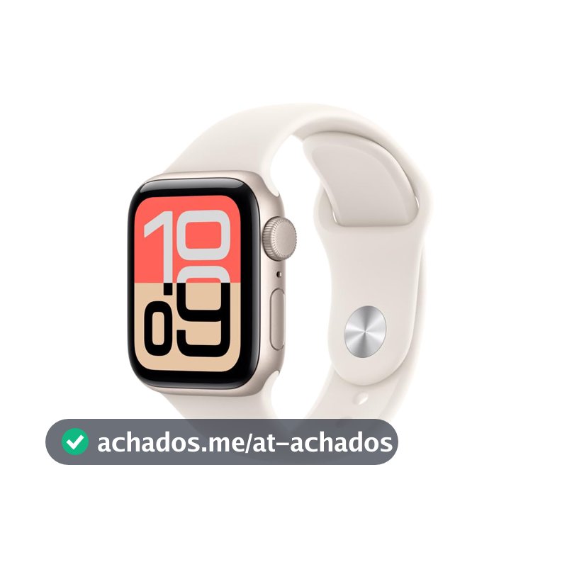 Apple Watch SE 3 GPS, Caixa em alumínio luz das estrelas de 40 mm com Bracelete desportiva luz das estrelas - P/M