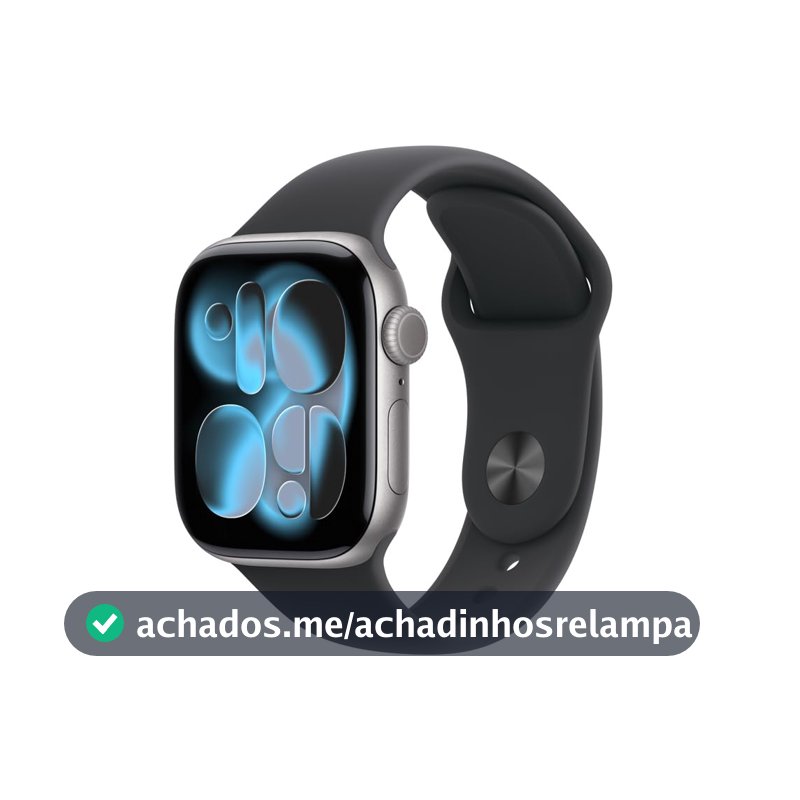 Apple Watch Series 11 GPS, Caixa em alumínio cinzento sideral de 42 mm com Bracelete desportiva preta - P/M