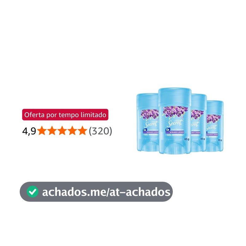 Secret Kit Desodorante em Gel Invisível Antitranspirante Lavanda com 4 Unidades 45g
