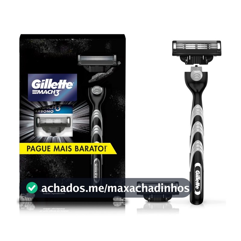 Kit de Aparelho de Barbear Gillette Mach3 Carbono, 2 Refis