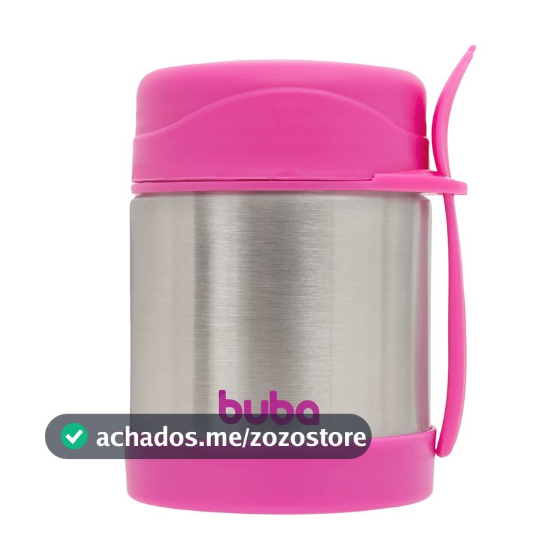 Buba Pote Térmico Com Colher Rosa