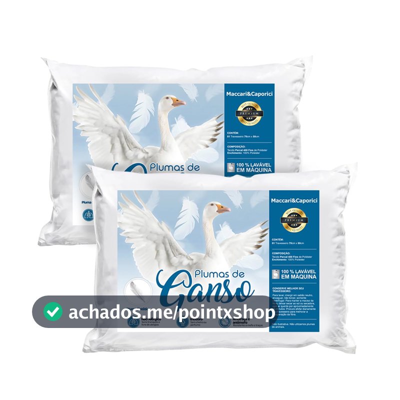 Kit 02 Travesseiro Toque de Pluma Premium Percal 400 Fios 50x70cm Lavável, Antiácaro, Antialérgico