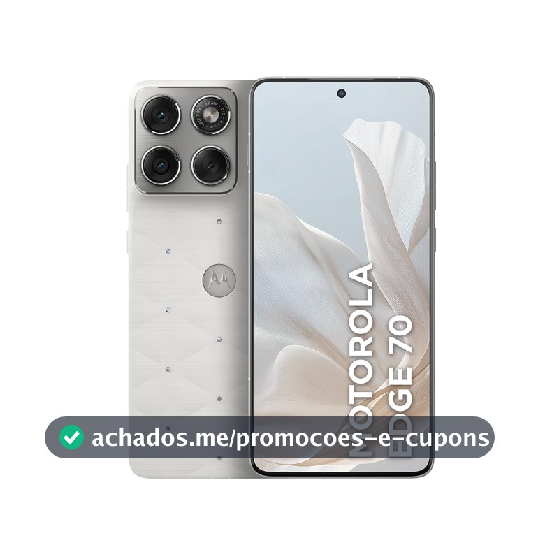 Smartphone Motorola Edge 70 5G Crystals by Swarovski - 512GB 12GB RAM + 12GB RAM Boost, Ultrafino, 3 cameras 50MP e tela extreme Amoled 120hz - Cloud Dancer