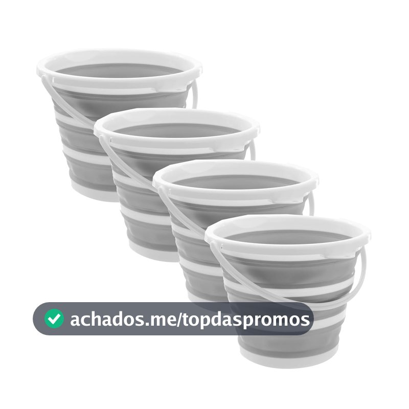 Gato Panda - Kit com 4 Baldes Retráteis Dobráveis 10L em Silicone com Alça Resistente
