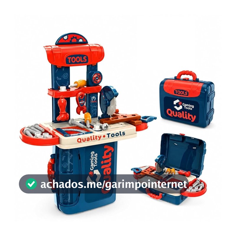 Bancada Maleta Kit de Ferramentas 3 em 1 Brinquedo Infantil Educativo com Acessórios Menino Menina Multmaxx