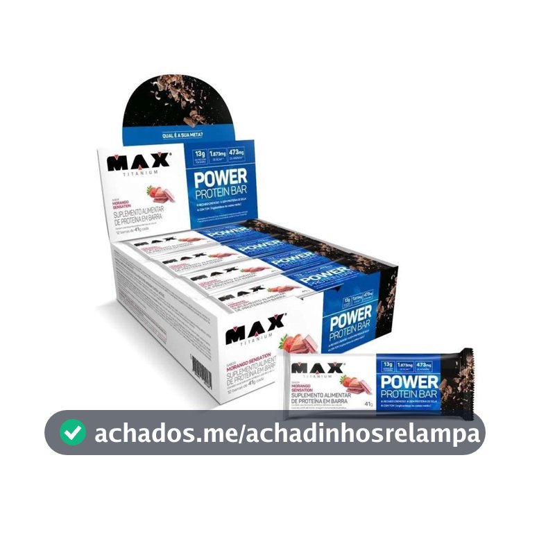 Max Titanium Power Protein Bar Caixa Com 12 Unidades (492G) - Morango