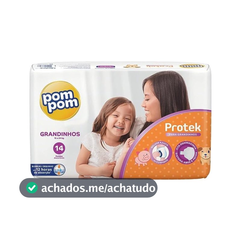 Fralda Pom Pom Protek Grandinhos 14 Unidades