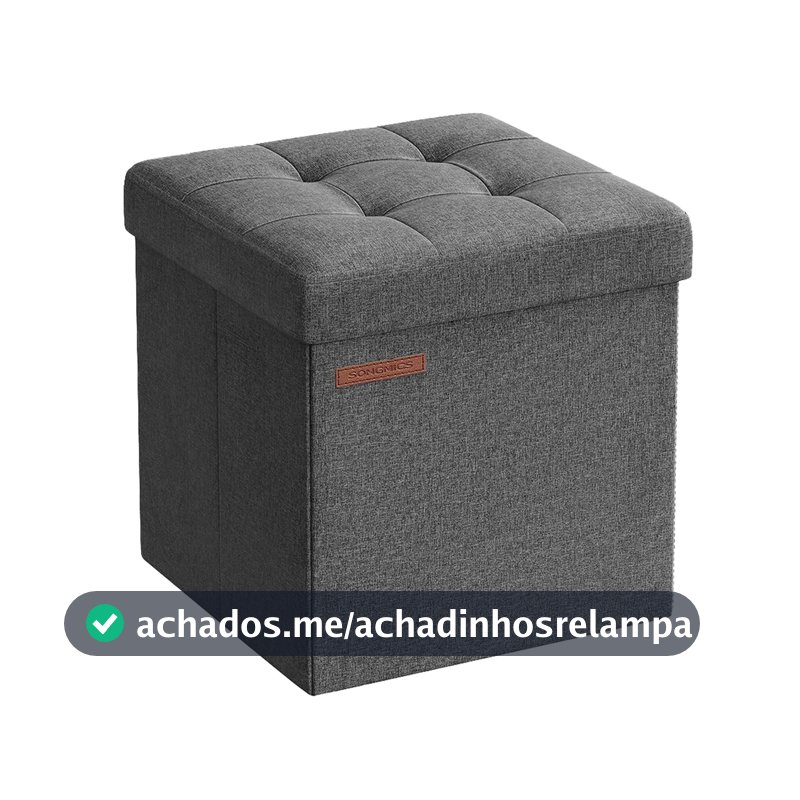 SONGMICS Banco com Espaço de Armazenamento, Banco Dobrável Pequeno, Puff 30 x 30 cm, Caixa Organizadora, Suporta até 130 kg, para Sala de Estar, Quarto, Dormitório, Cinza Escuro BRLSF028G01