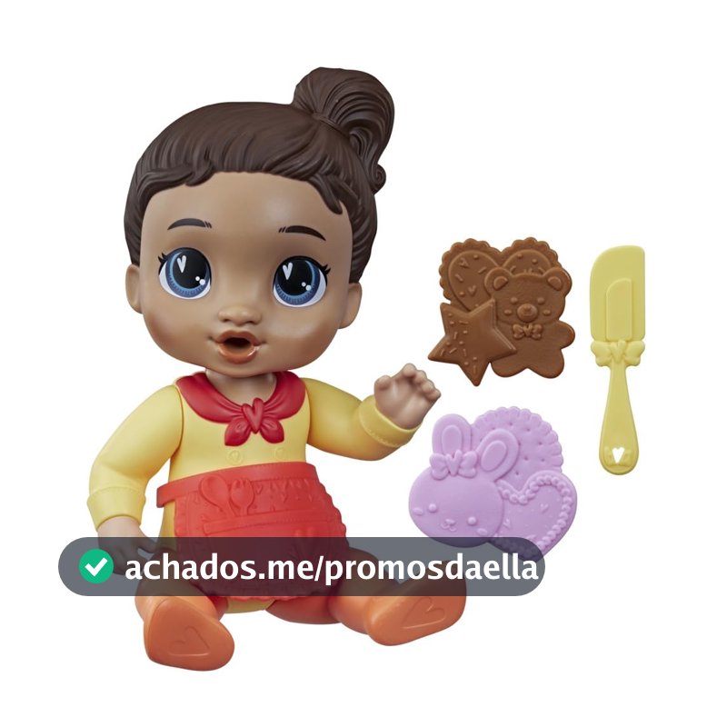Baby Alive Boneca Bebê Confeiteira Gigi Giggles Morena com Avental e Acessórios de Cozinha