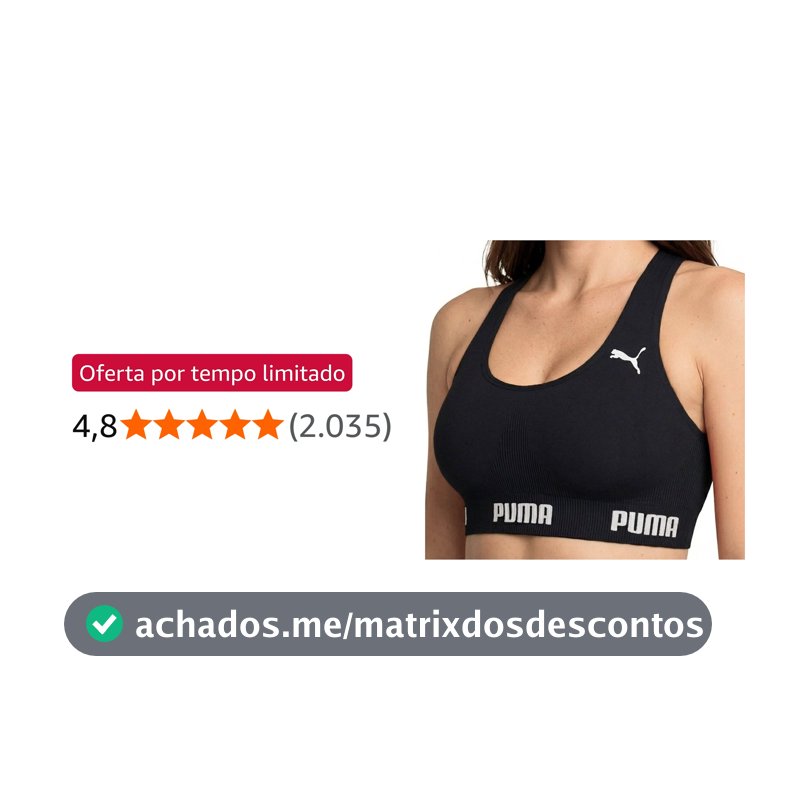 Top Puma Feminino Esportivo Poliamida Academia Nadador Sem Bojo Original