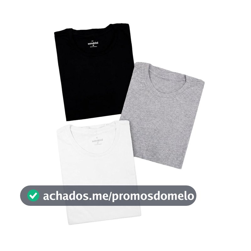 Kit 3 Camisetas Básicas Masculinas Sandrini Preto ou Sortido Algodão Premium Conforto Casual Dia a Dia
