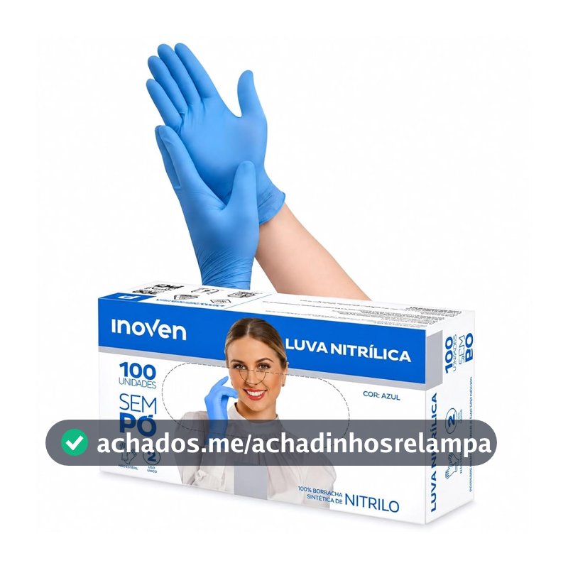 Luva Nitrilica Azul Sem Pó Antiderrapante 100 Unidades Descartavel