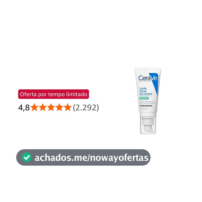 CeraVe Oil Control, Loção Facial Hidratante para Pele Oleosa, 52g