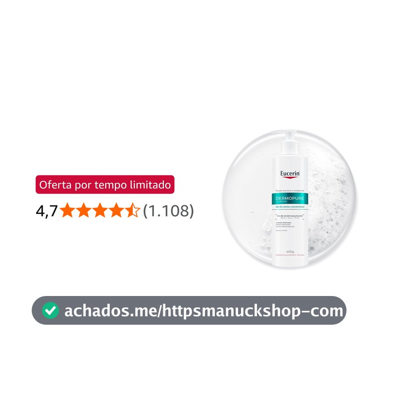 EUCERIN Gel de Limpeza Facial AntiAcne DermoPure Clinical Concentrado 400ml, Peles Oleosas e Acneicas