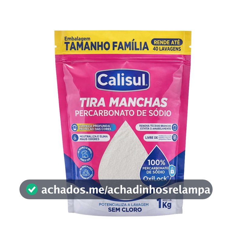 Percarbonato de Sódio Puro Tira Manchas de Roupas Brancas e Coloridas Alvejante Sem Cloro Limpeza Profunda Remove Gordura Limpa Air Fryer (1kg)