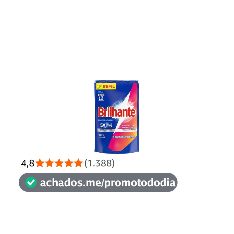 Brilhante Sabão Liquido Limpeza Total Refil 900 Ml