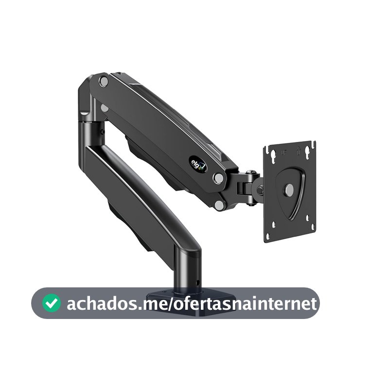 ELG, F80N, Suporte Articulado de Mesa, Pistão a Gás, Design Compacto e Retrátil, Ergonômico, Monitores 17'' a 35'', 2kg a 9kg, Preto