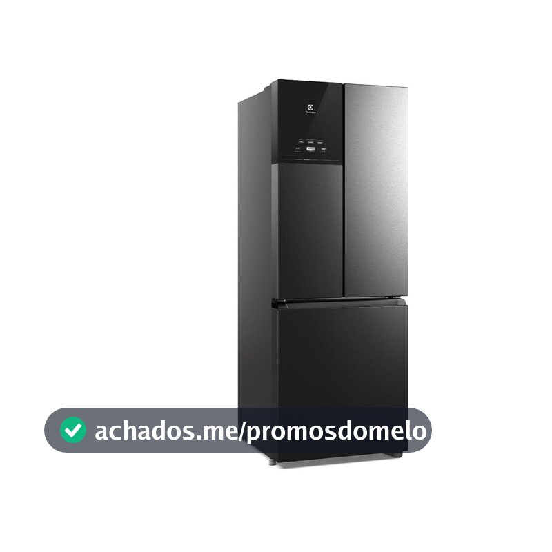 Geladeira Electrolux Frost Free Inverter 480L Efficient AutoSense 3 Portas Black Inox Look (IM7B) 127V
