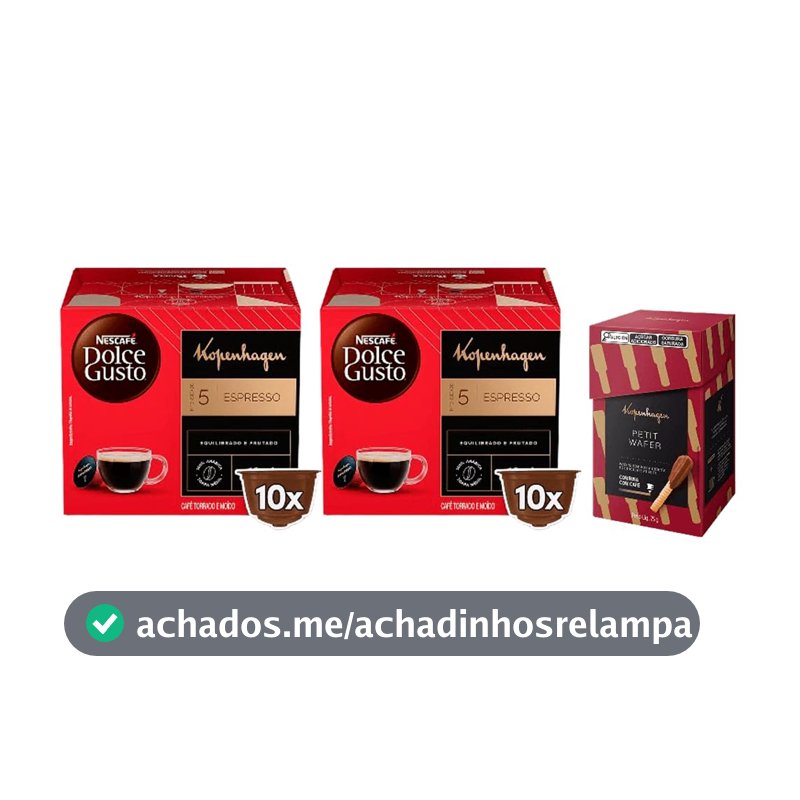 Kit Dolce Gusto e Kopenhagen - 2 NDG Espresso e 1 caixa Petit Wafer 75g