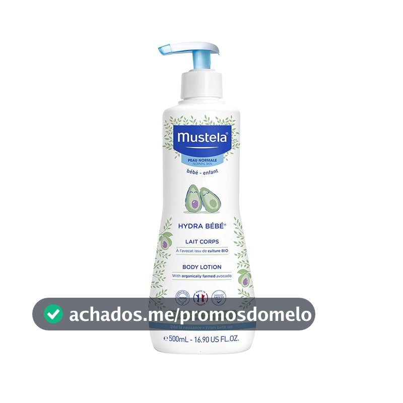 Mustela Hydra Bebê 500ml - Hidratante Infantil Corpo e Rosto - Feito com 97% de Ingredientes de Origem Natural e Hipoalergênico - Seguro Desde o Nascimento