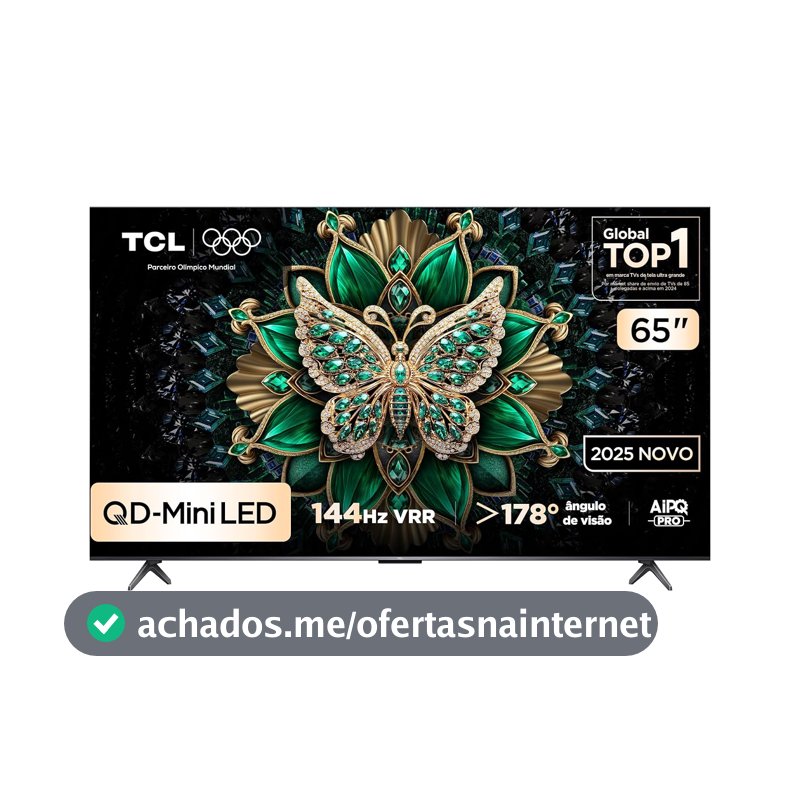 Smart TV TCL 65 Polegadas QD-Mini LED 4K C6K WiFi Bluetooth Google TV 4 HDMI 144Hz HDR10+ 65C6K
