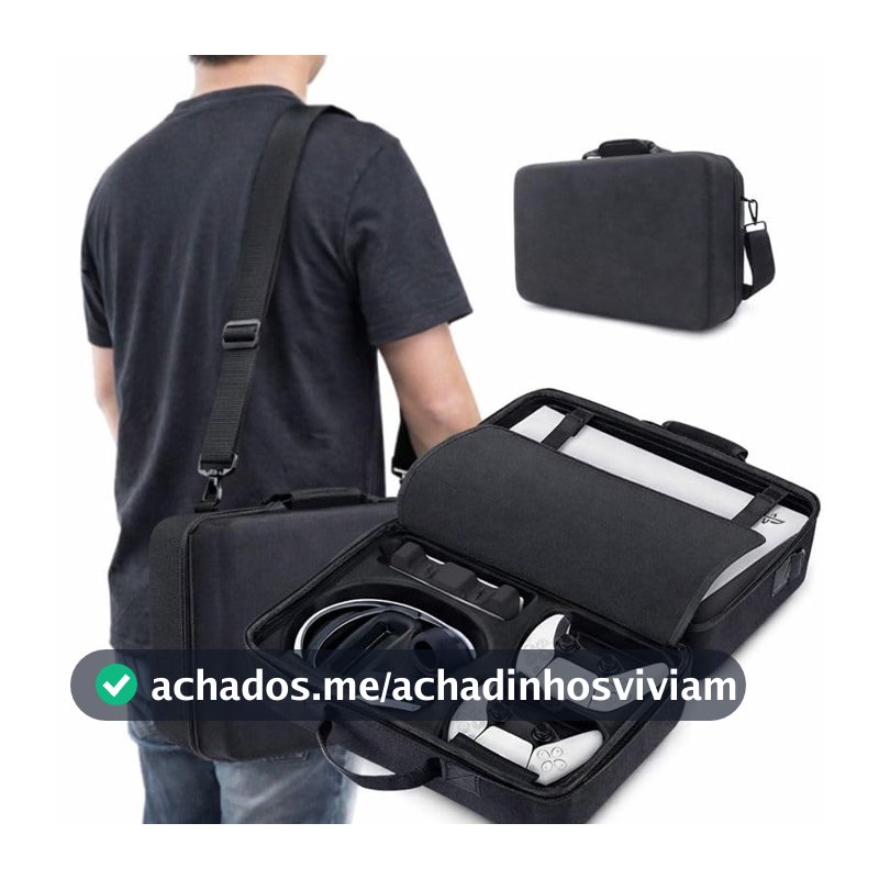 Case de Transporte Compatível com PS5 à Prova d’Água, Estojo Rígido com Alça de Mão e Ombro, Proteção Contra Impactos, Arranhões e Poeira, Ideal para Console e Acessórios