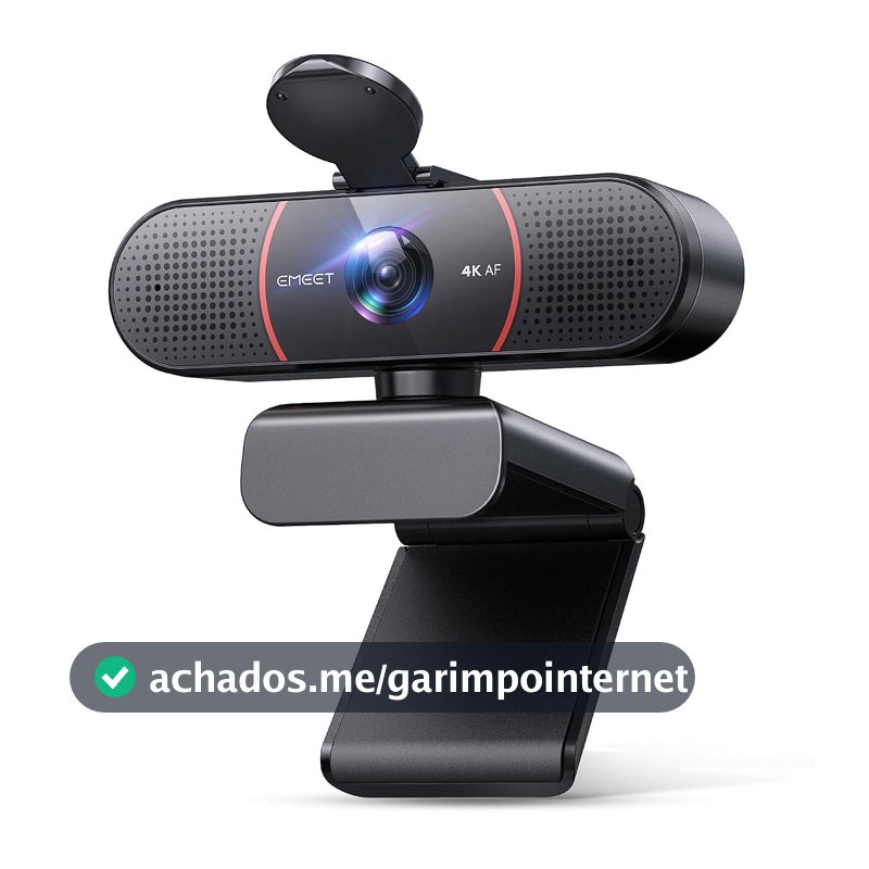 Webcam EMEET C960 4K, Sensor Sony UHD, Foco Automático PDAF, Microfones Duplos, Correção de Luz, FOV 73°, Capa de Privacidade