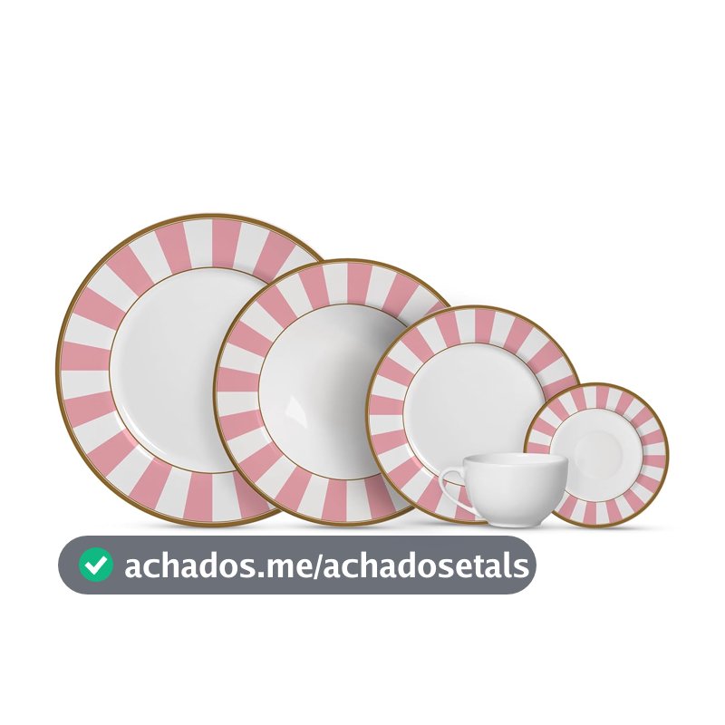 Aparelho de Jantar Alleanza 20 pçs Stripe Rosa