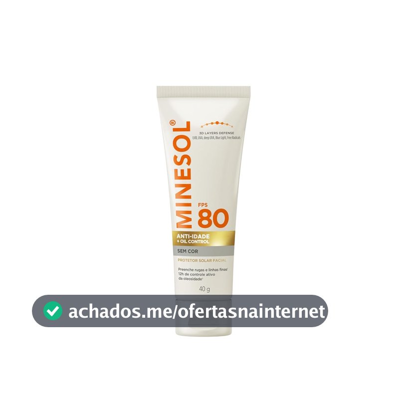 Protetor Solar Facial MINESOL® Anti-idade + Oil Control FPS 80 Sem Cor, 40g