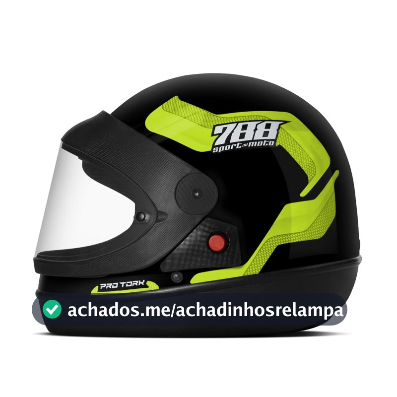 Capacete Fechado PRO TORK Sport Moto 788 Preto - Amarelo Tam. 56 INMETRO