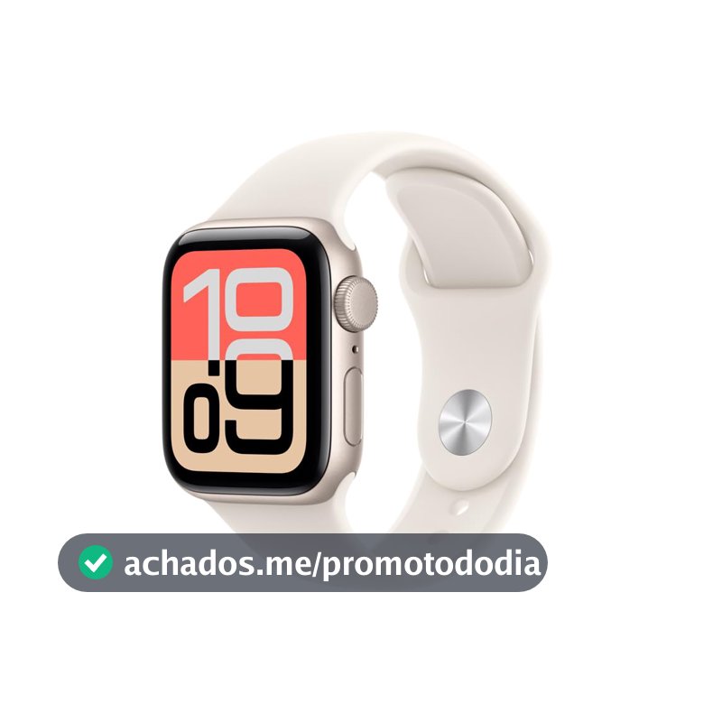 Apple Watch SE 3 GPS, Caixa em alumínio luz das estrelas de 40 mm com Bracelete desportiva luz das estrelas - P/M