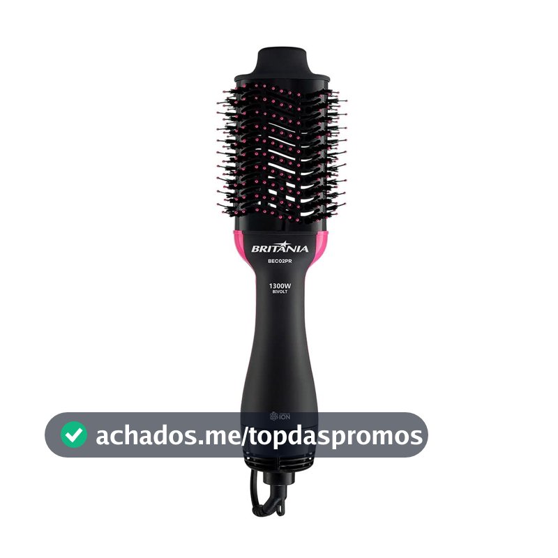 Britânia Escova Secadora BEC02PR Bivolt 4 em 1 1300W Plástico Rosa/Preto
