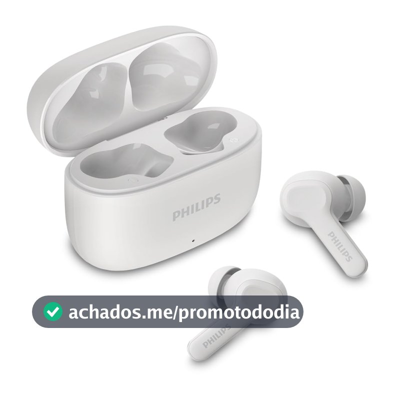 PHILIPS, Fone de Ouvido Sem Fio TWS, TAT1109WT/00, Bluetooth, Com Microfone, Até 24 horas de bateria, Branco