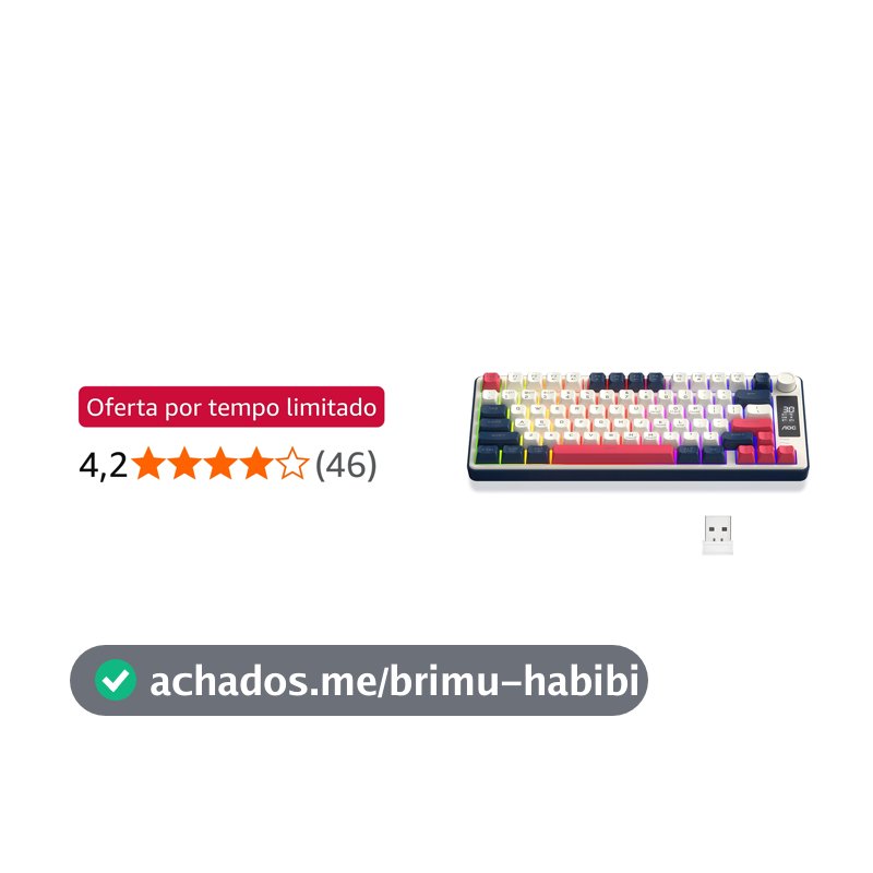 AOC GK280 Teclado sem fio 70%, Bluetooth Trimodo /2.4 GHz/USB-C, Teclado Gamer RGB LED Rainbow, Ideal para Jogos e Digitação, Ergonômico, Bateria Recarregável