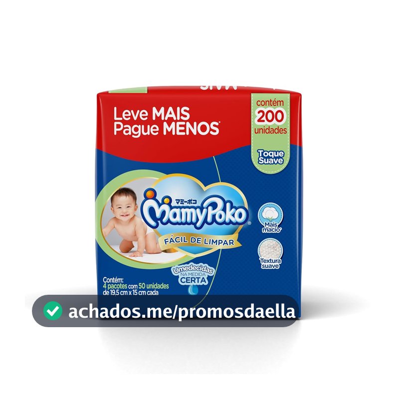MamyPoko Lenços Umedecidos Toque Suave 200 Unidades